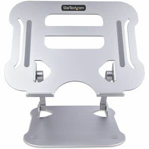 Startech.com Soporte Riser Ergonómico De Computadora Para Escritorio - Base Soporte Ergonómico Para Laptop De Altura Ajustable - Elevador - 9.98kg Capacidad De Carga - 11.9cm Altura X 22.6cm Ancho - Anodizado Plateado - Aluminio - Plata - 1