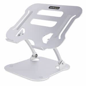 Startech.com Soporte Riser Ergonómico De Computadora Para Escritorio - Base Soporte Ergonómico Para Laptop De Altura Ajustable - Elevador - 9.98kg Capacidad De Carga - 11.9cm Altura X 22.6cm Ancho - Anodizado Plateado - Aluminio - Plata - 1