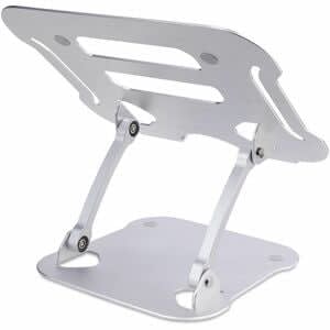 Startech.com Soporte Riser Ergonómico De Computadora Para Escritorio - Base Soporte Ergonómico Para Laptop De Altura Ajustable - Elevador - 9.98kg Capacidad De Carga - 11.9cm Altura X 22.6cm Ancho - Anodizado Plateado - Aluminio - Plata - 1