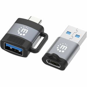 Manhattan Adaptador Para Transferencia De Datos - 2 / Set - Níquel Contacto - Gris, Negro