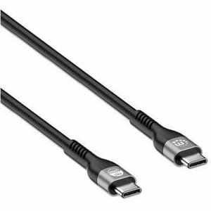 Manhattan Manhattan 2m Usb-C Cable De Transferencia De Datos - Cable For Cargador Usb, Portátil, Macbook Pro, Laptop Para Videojuegos, Cargador De Pared, Cargador Portátil, Base De Conexión, Teléfono, Tableta, Consola De Juegos - 480mbit/S - Moldeado - Apantallado - Níquel Conector Chapado - Oro Contacto Chapado - 22/29 Awg - Negro