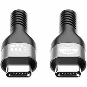Manhattan Manhattan 2m Usb-C Cable De Transferencia De Datos - Cable For Cargador Usb, Portátil, Macbook Pro, Laptop Para Videojuegos, Cargador De Pared, Cargador Portátil, Base De Conexión, Teléfono, Tableta, Consola De Juegos - 480mbit/S - Moldeado - Apantallado - Níquel Conector Chapado - Oro Contacto Chapado - 22/29 Awg - Negro