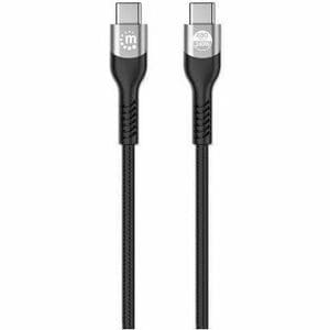 Manhattan Manhattan 2m Usb-C Cable De Transferencia De Datos - Cable For Cargador Usb, Portátil, Macbook Pro, Laptop Para Videojuegos, Cargador De Pared, Cargador Portátil, Base De Conexión, Teléfono, Tableta, Consola De Juegos - 480mbit/S - Moldeado - Apantallado - Níquel Conector Chapado - Oro Contacto Chapado - 22/29 Awg - Negro