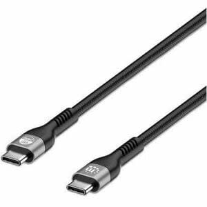 Manhattan Manhattan 2m Usb-C Cable De Transferencia De Datos - Cable For Cargador Usb, Portátil, Macbook Pro, Laptop Para Videojuegos, Cargador De Pared, Cargador Portátil, Base De Conexión, Teléfono, Tableta, Consola De Juegos - 480mbit/S - Moldeado - Apantallado - Níquel Conector Chapado - Oro Contacto Chapado - 22/29 Awg - Negro