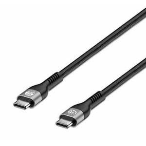 Manhattan Manhattan 2m Usb-C Cable De Transferencia De Datos - Cable For Cargador Usb, Portátil, Macbook Pro, Laptop Para Videojuegos, Cargador De Pared, Cargador Portátil, Base De Conexión, Teléfono, Tableta, Consola De Juegos - 480mbit/S - Moldeado - Apantallado - Níquel Conector Chapado - Oro Contacto Chapado - 22/29 Awg - Negro