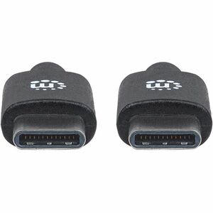 Manhattan Cable Usb-C V2.0, C-C 1.0m Negro 480mbps - Cable For Dispositivo Periférico, Pc, Mac, Portátil, Macbook Pro, Tableta, Cargador De Pared, Cargador Portátil - 480mbit/S - Moldeado - Apantallado - Níquel Conector Chapado - Níquel Contacto Chapado - Blindaje - 30 Awg - Negro
