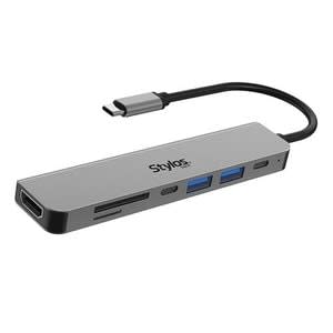 Stylos Hub Usb - C 7 En 1+ 1xhdmi + 2xusb + 2xusb-C + Lector Tarjetas Sd + Lector De Tarjetas Microsd Color Gris