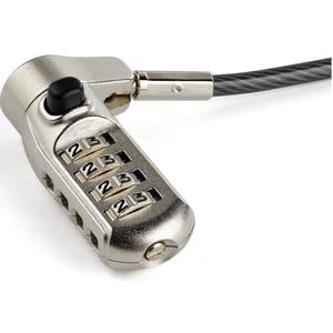 Startech.com Ltulock4d Candado De Seguridad Para Laptop – Cable 2m – Ranuras K, Nano, Wedge – 4 Dígitos – 2m Cable – Reiniciable – 4-Dígitos – Cerradura De Combinación – Negro, Plata – Acero Recubierto En Vinyl – Para Portátil, Computadora De Escritorio, Monitor