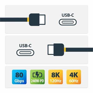Startech.com Cable Usb4 1m - Cable Usb-C Certificado Usb-If - 80gbps - 240w - 8k120/4k240 - Dp 2.1 - Compatible Con Thunderbolt - Blanco - Cable For Portátil, Dispositivo Usb, Base De Conexión, Cargador De Pared, Macbook, Macbook Pro, Pantalla, Dock, Monitor, Workstation - 80gbit/S - Admite Hasta7680 X 4320 - Apantallado - Níquel Conector Chapado - Blanco