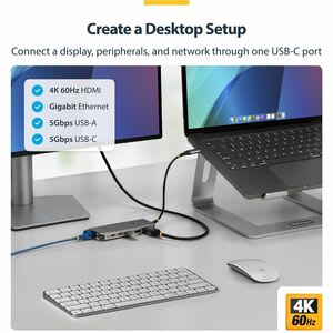 Mini Dock Usb-C A Hdmi - Adaptador Multipuertos - Pd De 140w - 4k 60hz - Hub Usb 5 Puertos 5gbps - Gbe - Para Macbook / Dell / Thinkpad / Hp - Image 2