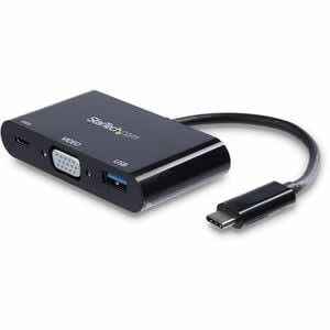 Startech.com Adaptador Multifunción De Viajes Usb-C A Vga Con Entrega De Potencia (power Delivery) Y Puerto Usb-A - Mini Docking Station - 3 X Puertos Usb - 3 X Usb 3.0 - Usb Tipo-C - Vga - Thunderbolt - Cableado