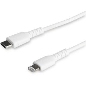 Startech.com Cable Resistente Usb-C A Lightning De 1 M Blanco - Cable De Sincronización Y Carga Para Iphone/Ipad, Certificado Mfi De Apple - Cable For Ipad, Iphone, Ipad Air, Ipad Mini, Cargador, Adaptador De Alimentación - 480mbit/S - Mfi - Apantallado - Níquel Conector Chapado - 22/32 Awg - Blanco
