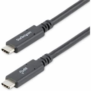 Startech.com Cable De 1.8m Usb-C A Usb-C Con Capacidad Para Entrega De Alimentación De 5a - Usb Tipoc - Cable De Carga Usbc - Usb3.0 5gbps - Cable For Portátil, Macbook Pro, Macbook, Chromebook, Cargador De Pared, Cargador Portátil, Base De Conexión, Monitor - 5gbit/S - Apantallado - Níquel Conector Chapado - 21 Awg - Negro