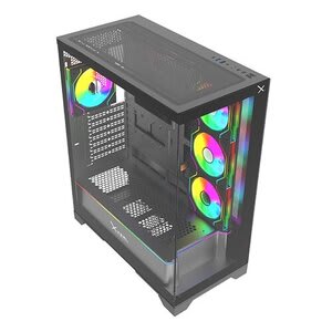 Gabinete Gamer Xzeal Eatx Full Tower Panel Der.front. Cristal Templado 1xusb2.0 + 1xusb3.0 + 1x Usb Tipo C + 3.5 Mm + 4 Ventiladores Argb Negro
