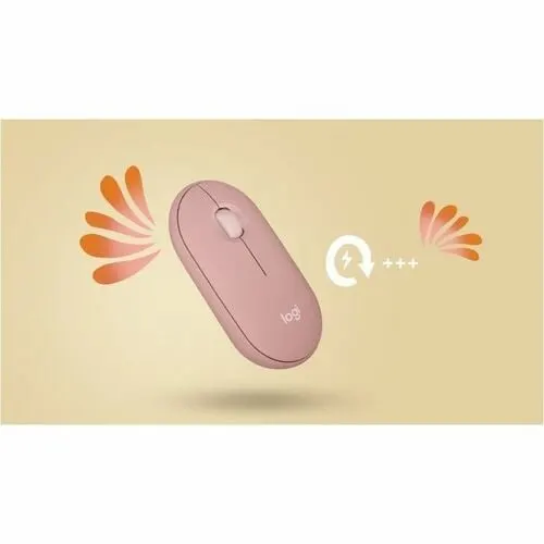 Mouse Logitech Pebble M350s - Bluetooth - Usb - óptico - 3 Botón(es) - Rosa - Inalámbrico - 10m - 4000 Dpi - Rueda De Desplazamiento - Simétrico - 1 X Aa Battery Supported