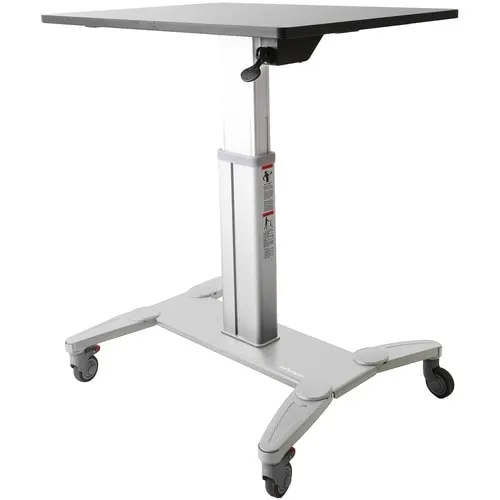 Startech.com Estación De Trabajo Móvil De Pie Y Sentado Con Superficie De 80cm - De Altura Ajustable - Escritorio Móvil - Rectángulo Superior - Altura Ajustable - 609.60mm Largo De Sobremesa X 800.10mm Ancho De Sobremesa - 1143mm Altura - Necesita Montaje - Plata - Acero - Image 2