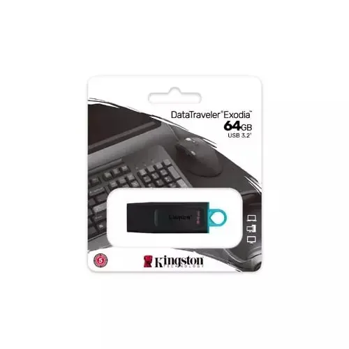 Usb 3.2 Memoria Kingston 64gb Datatraveler Exodia ( Negro-Verde)