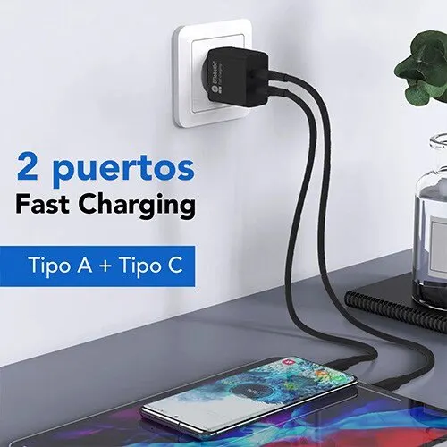 Brobotix Cargador 18w Carga Rápida Dual Usb V3.0, 1 Puerto Tipo ""a"" Y 1 Puerto Tipo ""c"", Negro - Image 4