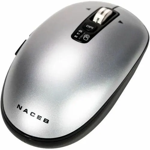 Mouse Naceb - Frecuencia Bluetooth/Radio - Usb - 6 Botón(es) - Plata - Inalámbrico - 2.40ghz - 3200 Dpi - Aa Battery Supported