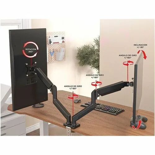 Naceb Soporte De Sobremesa Para Monitor - Negro - 2 Pantalla(s) Admitidas - 25.4cm A 81.3cm (32") Para Pantalla Plana - 20kg Capacidad De Carga - 75 X 75, 100 X 100 - Compatible Con Montura Vesa - Acero Laminado En Frío - Image 7