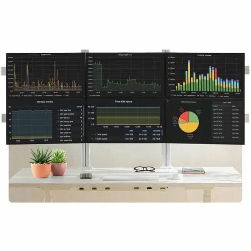 Startech.com Brazo Soporte De Escritorio Con Travesaño Para 6 Monitores - Soporte Vesa Para Pantallas De 32" - 8kg Cada Una - Dos Postes - Altura Ajustable - 6 Pantalla(s) Admitidas - 43.2cm A 81.3cm (32") Para Pantalla Plana - 47.90kg Capacidad De Carga - 75 X 75, 100 X 100 - Compatible Con Montura Vesa - Aluminio, Acero, Plástico - 1 - Image 9