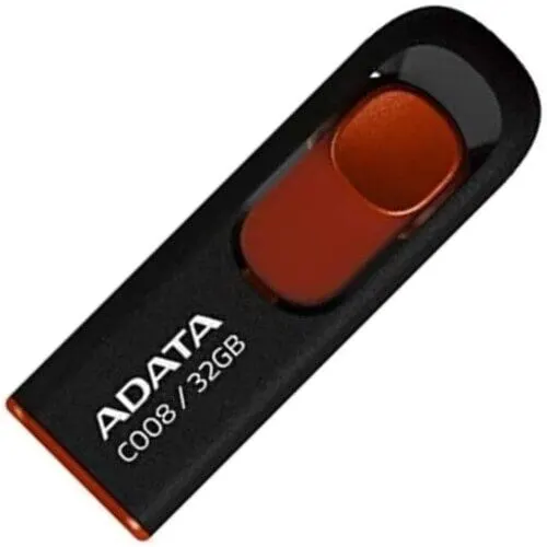 Adata Usb 32gb C008 Negro + Rojo Retractil Ac008-32g-Rkd