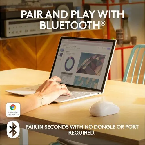 Mouse Logitech Silent M240 Travel - Bluetooth - Blanco - Inalámbrico - Simétrico