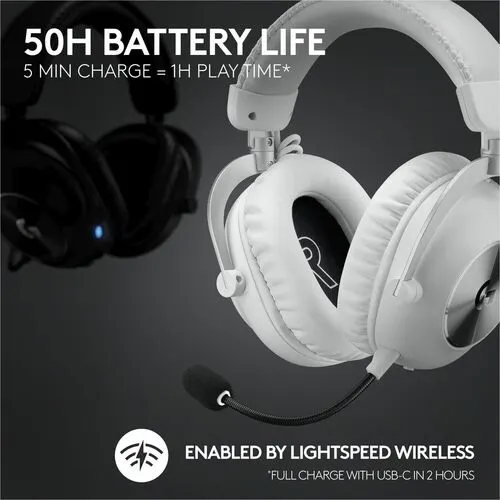 Auriculares De Gaming Logitech G Pro X Con Cable/Inalámbrico Sobre La Cabeza Estéreo - Blanco - Binaural - Cerrado - 3000cm - Bluetooth - 38ohm - 20hz A 20khz - Cardioid, Uni Direccional, Condensador Electret Micrófono - Usb, Mini-Phone (3.5mm) - Image 5