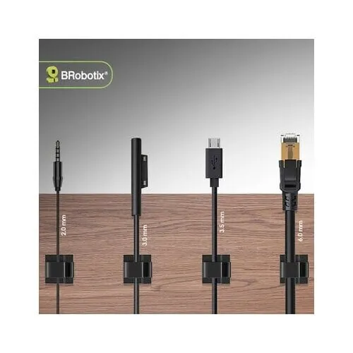Brobotix Organizador Adhesivo Para Cables, 24 Piezas, Color Negro. - Image 4
