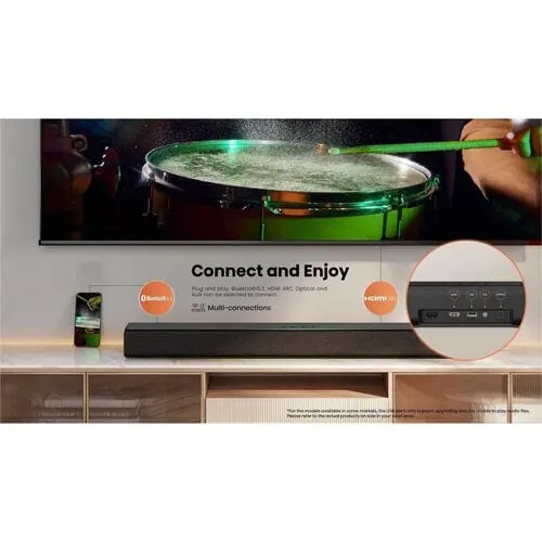 Hisense Hs1000 2.0 Bluetooth Barra De Sonido - 120w Rms - Negro - Montaje En Pared - 40hz A 20khz - Dolby Digital, Dolby Digital Plus, Virtual Surround, Dts Virtual:x, Surround Sound, Dolby Audio - Usb - Hdmi - 1