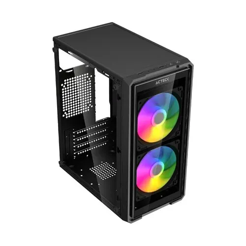 Gabinete Mini Torre Doom Ultra Crystal Gi750c / Max Mb M-Atx Fuente Atx 500w / 2x Usb A 2.0 + 2xfan 120mm Frgb Molex / Panel Izq Cristal + Frente Cristal / Negro