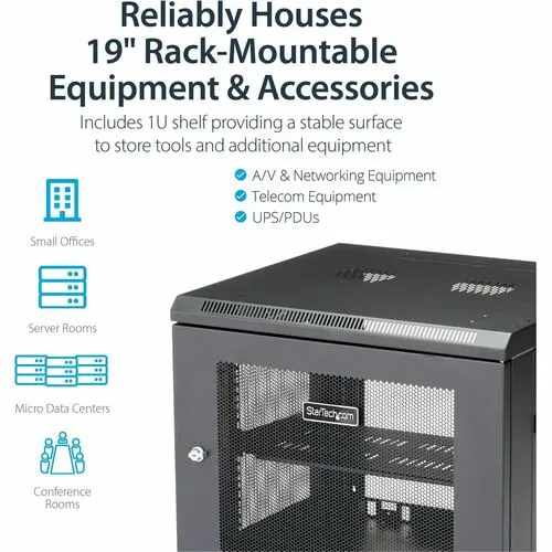 Startech.com Gabinete Rack De Pared Para Servidores 9u 19" 4 Postes Estante 1u - Rack De Servidores De Montaje En Pared - Malla De Acero, Acero - 90kg Capacidad De Peso Estático - Image 3