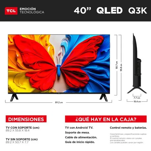Smart Led-Lcd Tv 2025 Tcl Q3k 40q3k 100.3cm - Hdtv - Hig Dynamic Range (alto Rango Dinámico, Hdr) - Negro - 1016mm Clase - Hdr10+, Hlg, Hdr10 - Led Quantum Dot Retroiluminación - Asistente De Google, Google Home Soportado - Netflix, Prime Video, Azul Turquesa, Hulu, Disney+, Youtube, Vudu, Google Play Movies & Tv, Spotify, Apple Tv, ... - 1920 X 1080 Resolución - Image 9