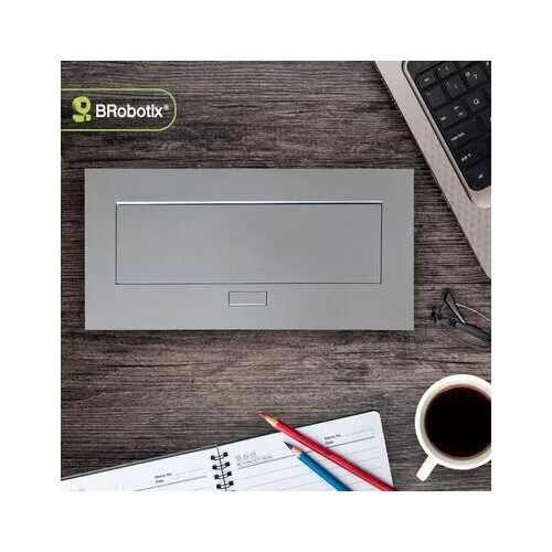 Brobotix Caja Para Mesa Con Puertos Hdmi, Usb-A, Usb-C, Rj45 Cat6 Y Corriente Eléctrica, Incluye Botón De Apertura, Color Plata. - Image 4