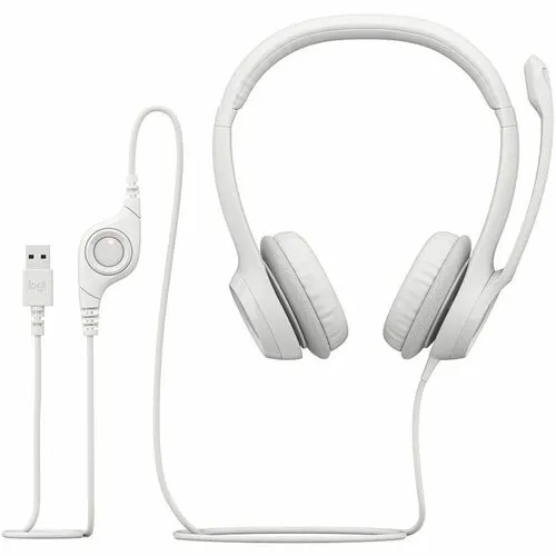 Auriculares Logitech H390 Cableado Sobre La Cabeza Estéreo - Blanco - Binaural - Circumaural - 32ohm - 20hz A 20khz - 189.9cm Cable - Función De Cancelación De Ruido Ambiente, Bi-Direccional Micrófono - Usb Tipo A