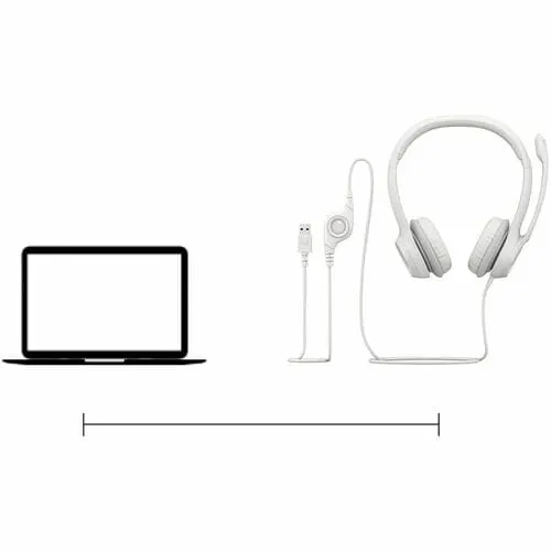Auriculares Logitech H390 Cableado Sobre La Cabeza Estéreo - Blanco - Binaural - Circumaural - 32ohm - 20hz A 20khz - 189.9cm Cable - Función De Cancelación De Ruido Ambiente, Bi-Direccional Micrófono - Usb Tipo A