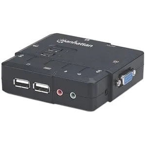 Manhattan Mux Kvm Desktop Usb 2:1 Con Cables+audio - 2 Computador(es) - 1 Usuarios Locales - 1600 X 900 - 4 X Usb - 3 X Vga