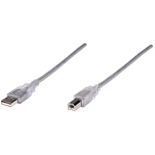 Cable Usb V2.0 A-B 4.5m, Plata - Cable For Computador, Portátil, Hub, Dispositivo Usb, Concentrador Usb - Extremo Prinicpal: 1 X Usb 2.0 Tipo A - Macho - 480mbit/S - Apantallado - Oro Conector Chapado - Oro Contacto Chapado - 28 Awg - Plata Translúcida