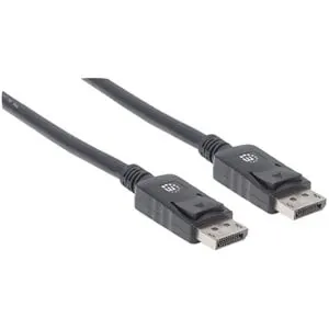 Manhattan Cable Displayport V1.2 M-M 1.0m Negro 4k60hz - Cable For Dispositivo De Audio/Vídeo, Computadora De Escritorio, Portátil, Computador, Reproductor Blu-Ray, Consola De Juegos - 21.6gbit/S - Admite Hasta3840 X 2160 - Apantallado - Níquel Conector Chapado - Oro Contacto Chapado - 28 Awg - Negro