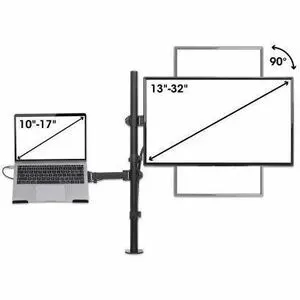Soporte De Escritorio Para Laptop Y Monitor De 13" A 32" Altura Ajustable Negro - Altura Ajustable - 2 Pantalla(s) Admitidas - 25.4cm A 81.3cm (32") Para Pantalla Plana - 16kg Capacidad De Carga - 75 X 75, 100 X 100 - Compatible Con Montura Vesa - Image 6