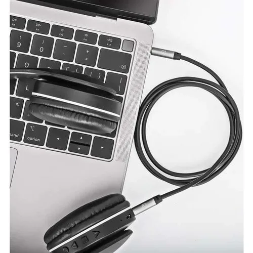 Manhattan 355995 2m Aux Cable De Audio - Cable For Dispositivo De Audio, Sistema Del Sonido, Auricular, Altavoz, Smartphone, Portátil, Tableta, Ipod, Reproductor Mp3, Altavoz Portátil - Oro Contacto Chapado - 28 Awg - Negro/Plata
