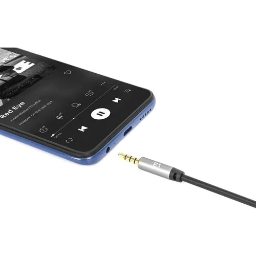 Manhattan 355995 2m Aux Cable De Audio - Cable For Dispositivo De Audio, Sistema Del Sonido, Auricular, Altavoz, Smartphone, Portátil, Tableta, Ipod, Reproductor Mp3, Altavoz Portátil - Oro Contacto Chapado - 28 Awg - Negro/Plata