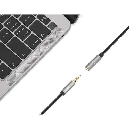 Manhattan 356039 2m Minifono Cable De Audio - Cable For Dispositivo De Audio, Estéreo De Coche, Auricular, Altavoz, Smartphone, Portátil, Tableta, Ipod, Reproductor Mp3, Amplificador, Teléfono, ... - Cable De Extensión - Oro Contacto Chapado - 28 Awg - Negro, Plata