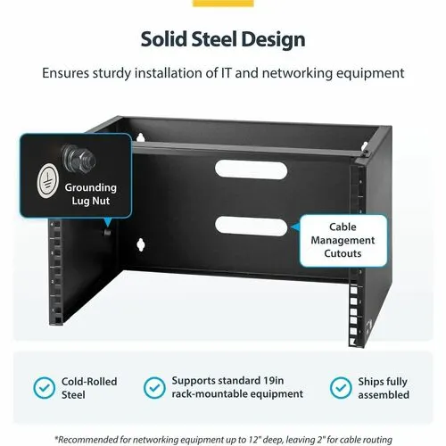 Startech.com Soporte Montaje En Pared De 6u 13.78in Profundidad Rack Horizontal Para Patch Panel Parcheo - Acero - 20.05kg Capacidad Máxima De Peso - Image 5
