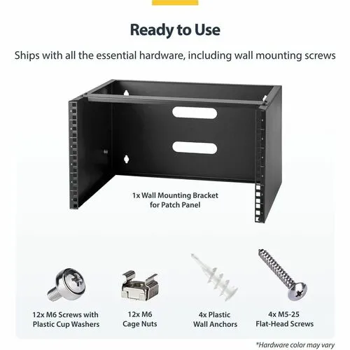 Startech.com Soporte Montaje En Pared De 6u 13.78in Profundidad Rack Horizontal Para Patch Panel Parcheo - Acero - 20.05kg Capacidad Máxima De Peso - Image 6