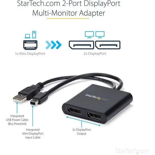 Startech.com Adaptador Multimonitor De 2 Puertos - Hub Mst Mini Displayport 1.2 A Displayport - 2x4k30hz - Escritorio Extendido En Windows - 30hz A 60hz - 3840 × 2160 - 2m Distancia Máxima De Funcionamiento - Displayport - Usb - Image 6