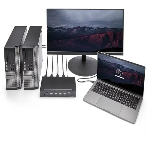 Startech.com Switch Conmutador Kvm De 4 Puertos Hdmi 1080p Con Usb 3.0 - 4 Computador(es) - 1 Usuarios Locales - 1920 X 1080 - 11 X Usb - 5 X Hdmi - 1u - Montable En Bastidor, De Escritorio - Image 5