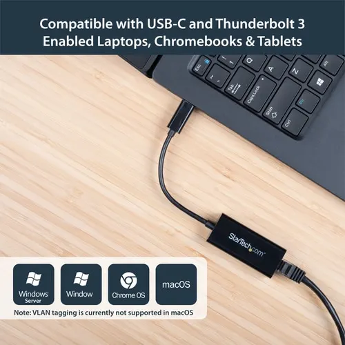 Startech.com Adaptador De Red Ethernet Gigabit Usb-C - Negro - Compatible Con Thunderbolt 3 - Adaptador Usb Tipo C A Lan Rj45 - Win Y Mac - Usb 3.1 - Realtek Rtl8153 - 1 Puerto(s) - 1 - Par Trenzado - Image 5