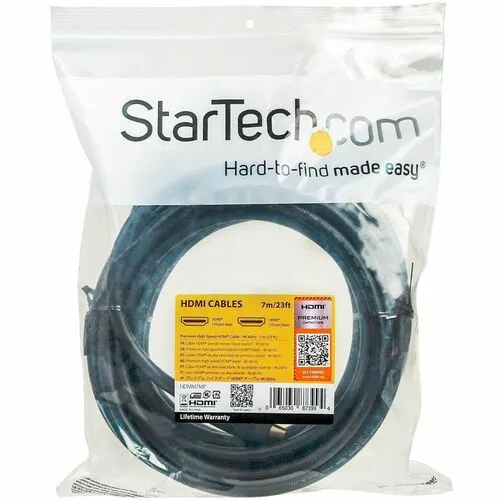 Startech.com Cable De 7m Hdmi De Alta Velocidad Premium Con Ethernet - 4k 60hz - Cable Para Blu-Ray Ultrahd 4k 2.0 - Cable For Monitor, Tv, Sistema De Teatro En Casa, Pantalla Digital Signage, Dispositivo De Audio/Vídeo - 18gbit/S - Admite Hasta3840 X 2160 - Apantallado - Oro Conector Chapado - 24 Awg - Negro - Image 5