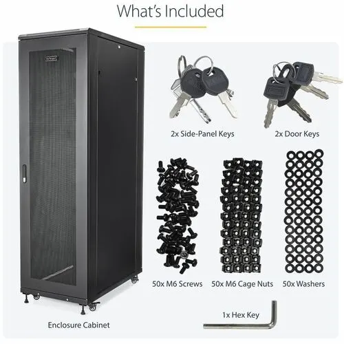 Startech.com Rack Gabinete De Equipos De 4 Postes 42u - Profundidad De 36in - Rack Gabinete De 19 Pulgadas Con Ruedas - Acero, Malla - 907kg Capacidad Máxima De Peso - 907kg Capacidad De Peso Estático - Image 7